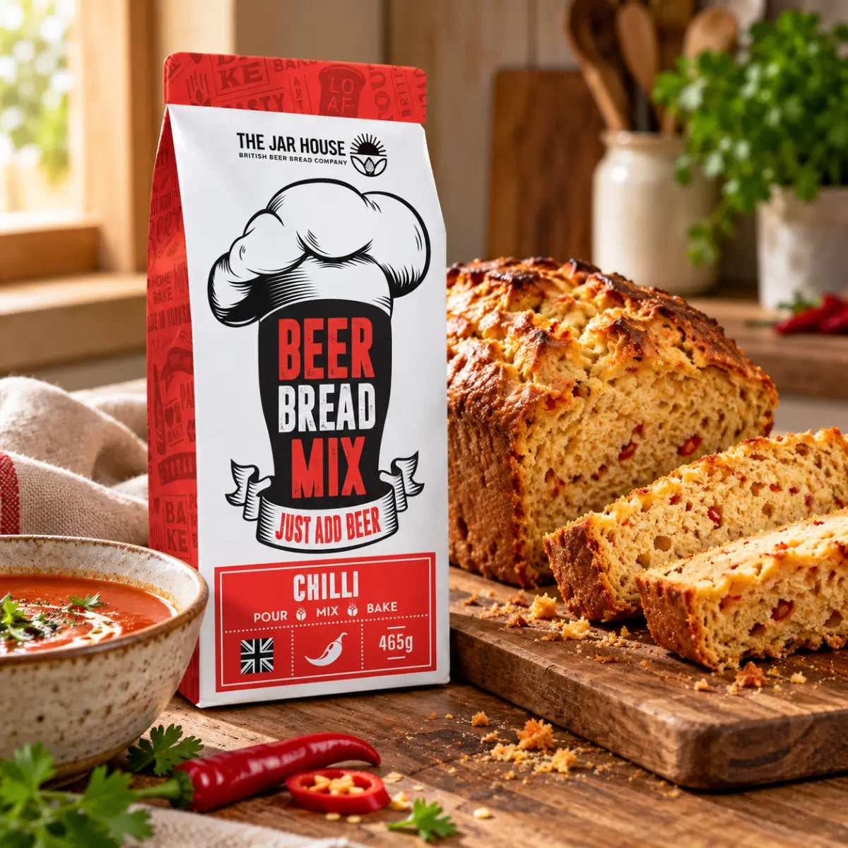 The Jar House Chilli Beer Bread Mix 465g - Case of 8