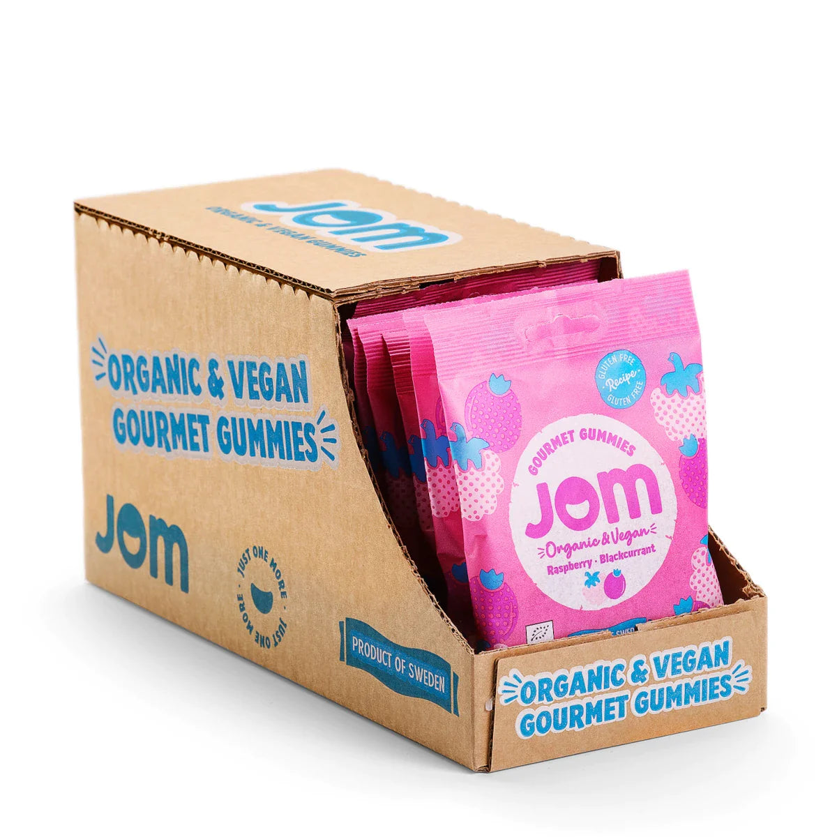Organic and Vegan Raspberry & Blackberry Gummies 16 x 70g - JOM