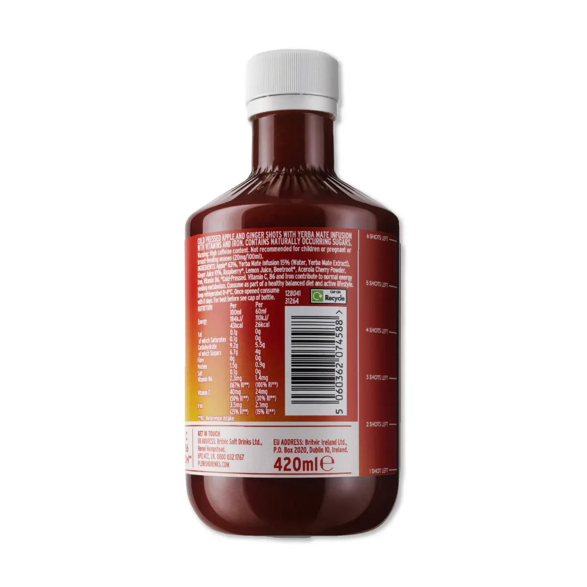 Plenish Ginger Energy Shots Pack 4 x 420ml Dosing Bottles