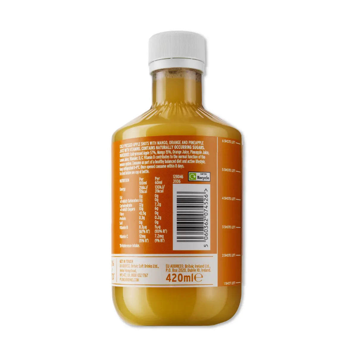 Plenish Mango Vitamin D Shots Pack 4 x 420ml Dosing Bottles