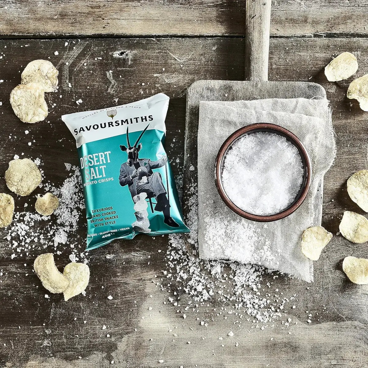 Savoursmiths - Desert Salt Luxury Potato Crisps 24 x 40g Lifestyle