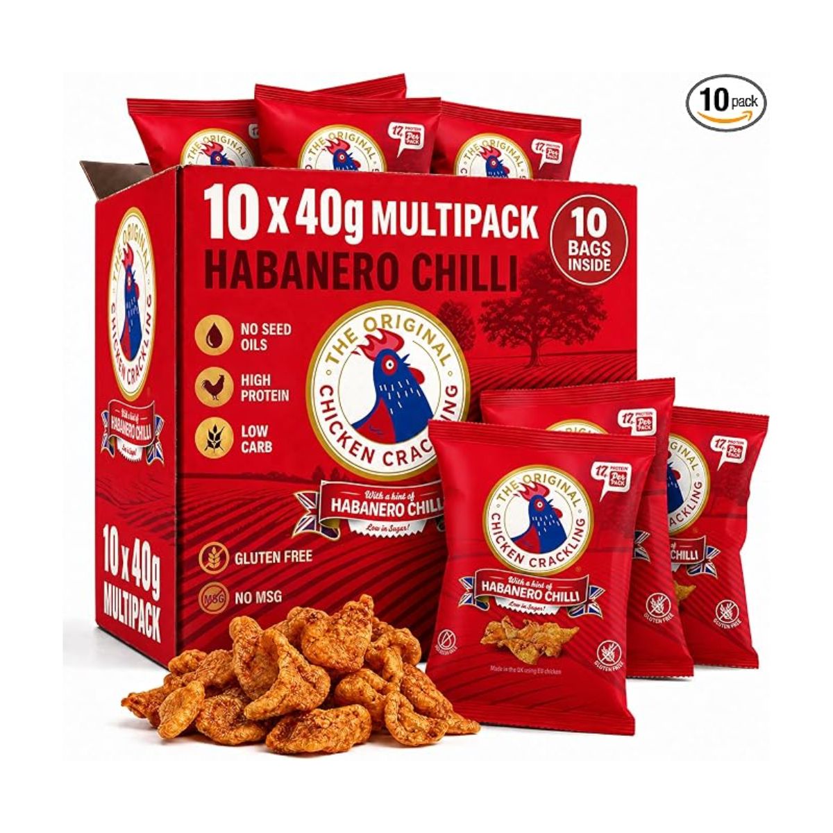 Original Chicken Crackling - Habanero Chilli 10 x 40g