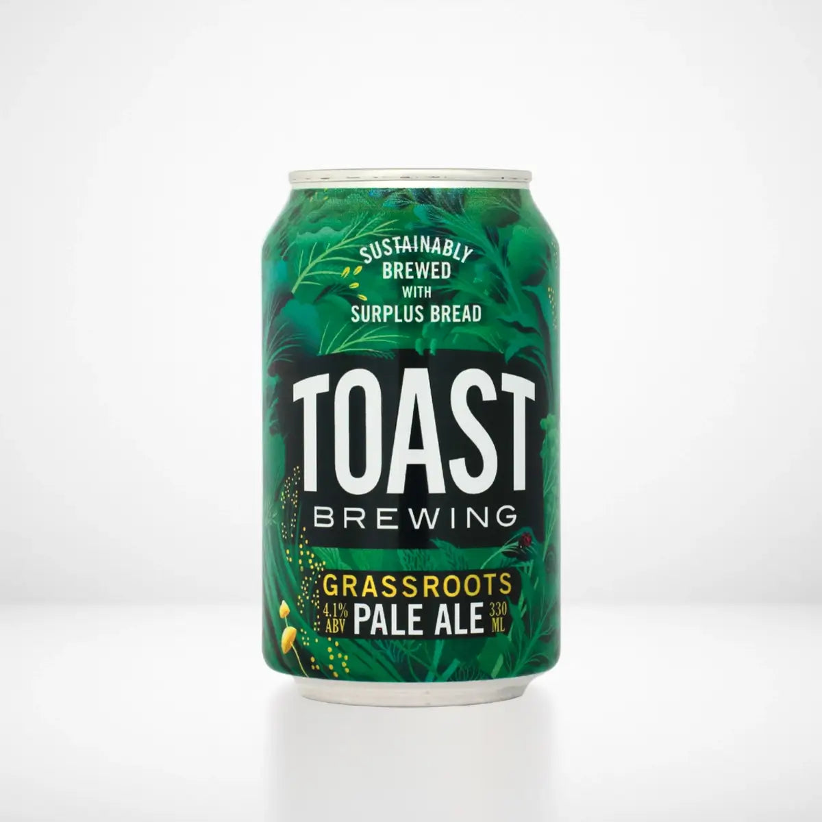 Toast Brewing - Grassroots Pale Ale 4.1% ABV 330ml on a white background