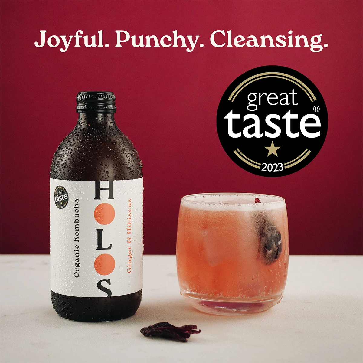 Holos Ginger & Hibiscus Organic Kombucha 330ml - Case of 12
