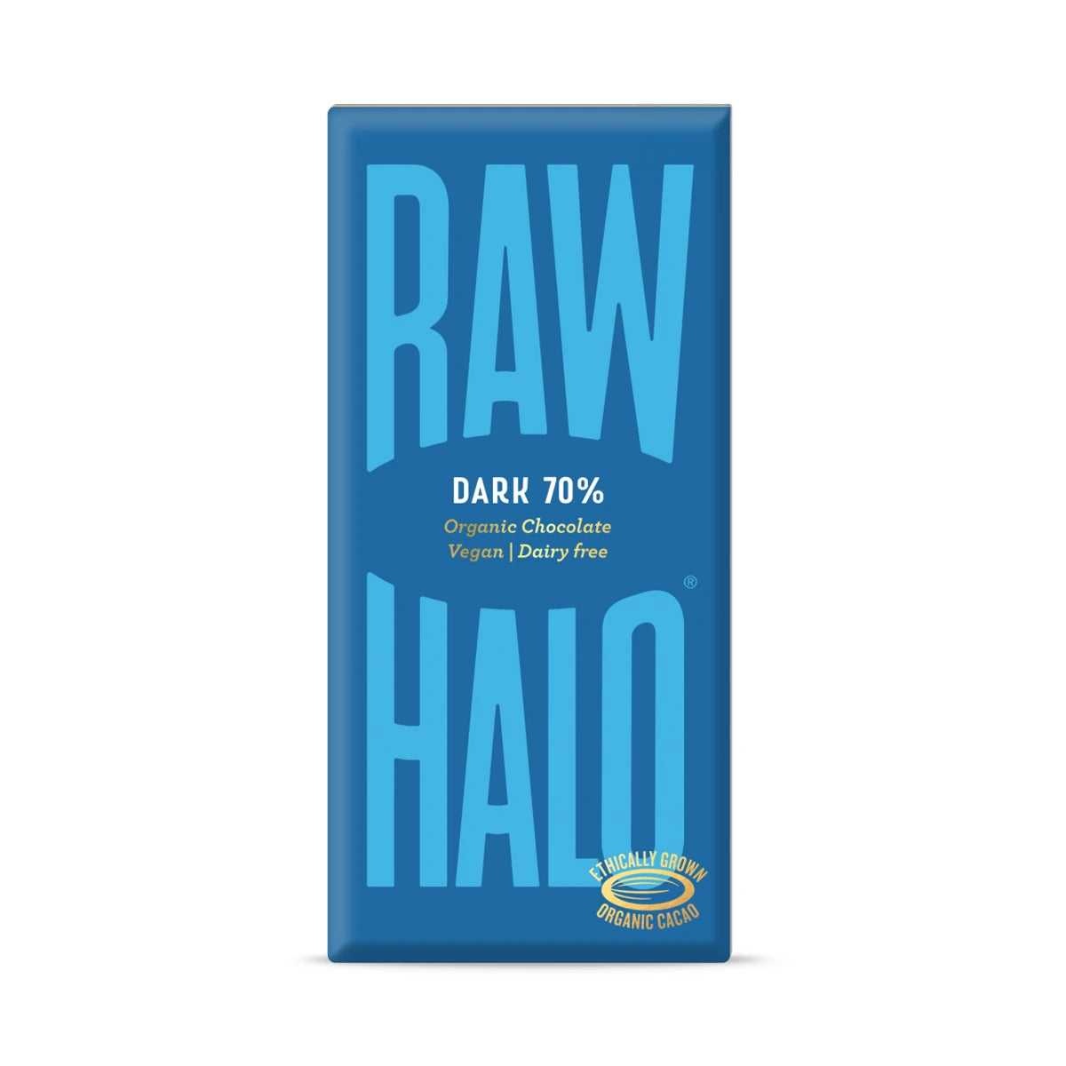 Case of 10 x 70g Organic Dark 76% Raw Chocolate from Raw Halo.