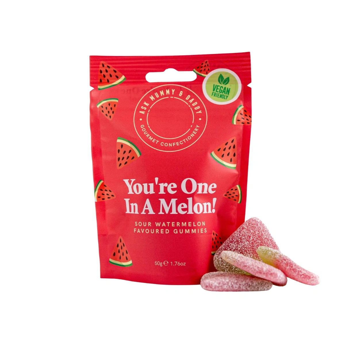 Ask Mummy & Daddy You're One in A Melon! Pouch 50g - Case of 16