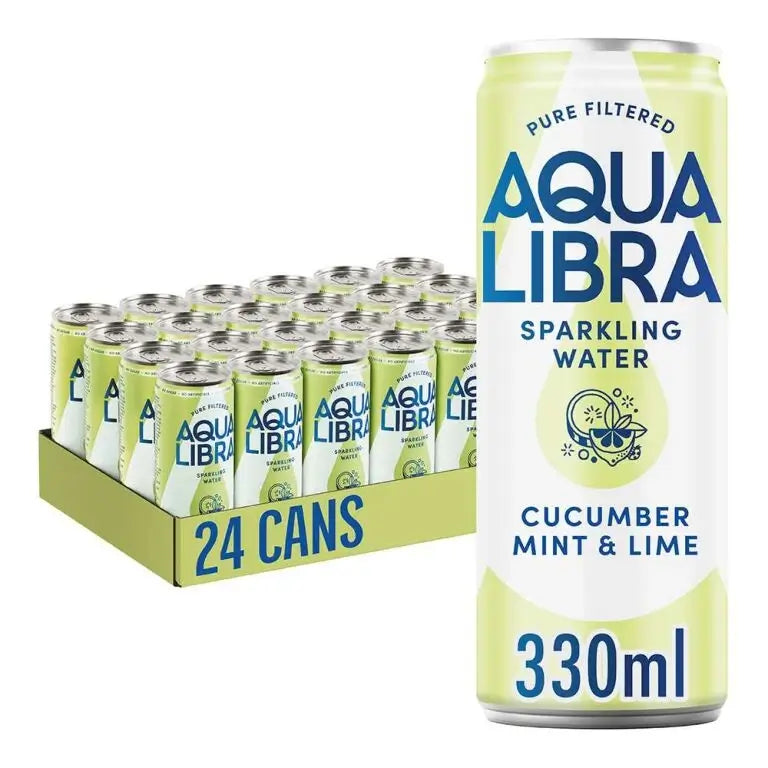 Aqua Libra Cucumber, Mint & Lime Sparkling Water 330ml - Case of 24