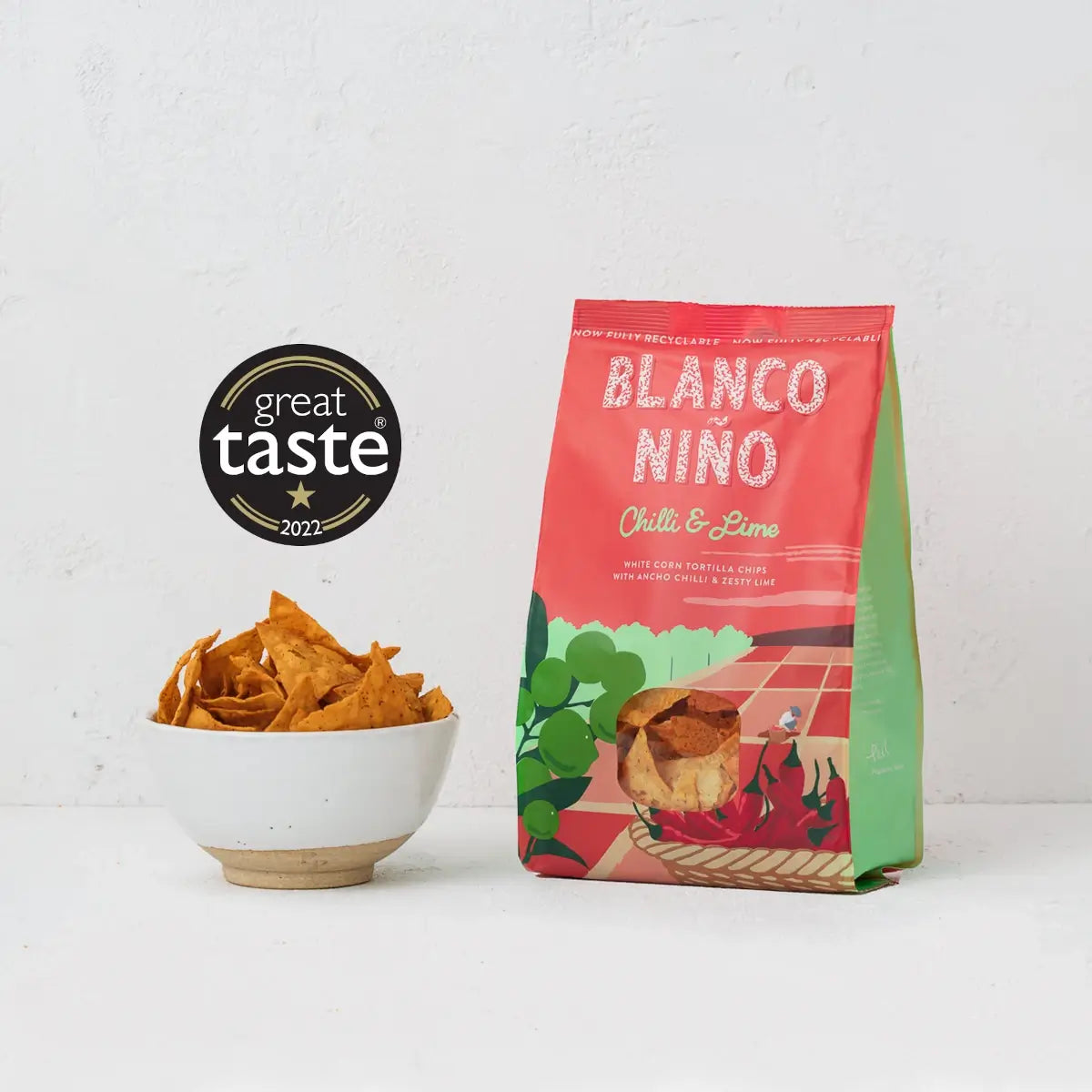 Blanco Niño - Authentic Tortilla Chips Chilli & Lime 8 x 170g Great Taste Award Winner