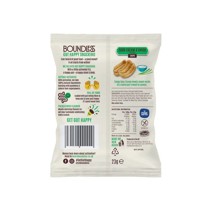 Boundless - Sour Cream & Onion Activated Chips 24 x 23g Back of packet