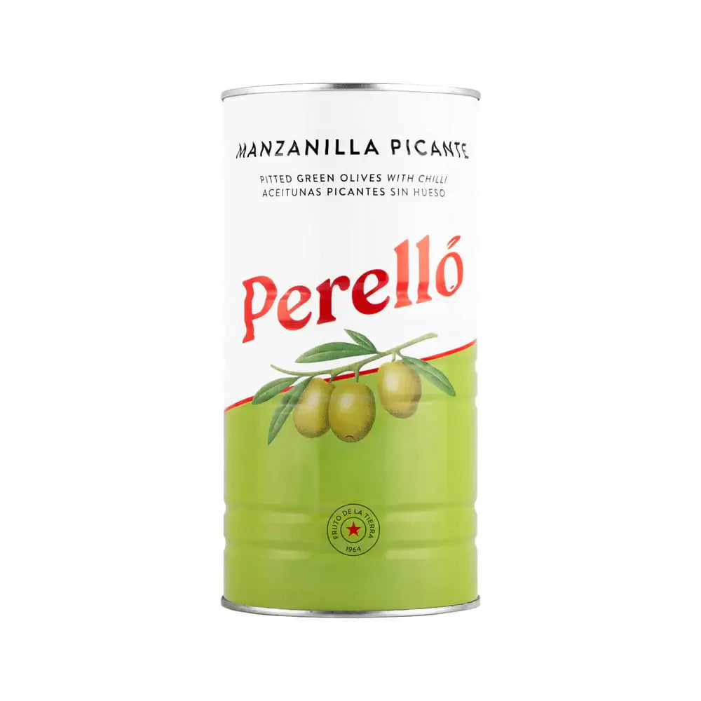 Brindisa Perello Manzanilla Spicy Pitted Olives 150g - Case of 15