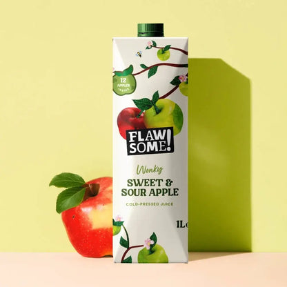 Flawsome! Drinks Sweet & Sour Apple Cold-Pressed Juice 1L - Case of 12