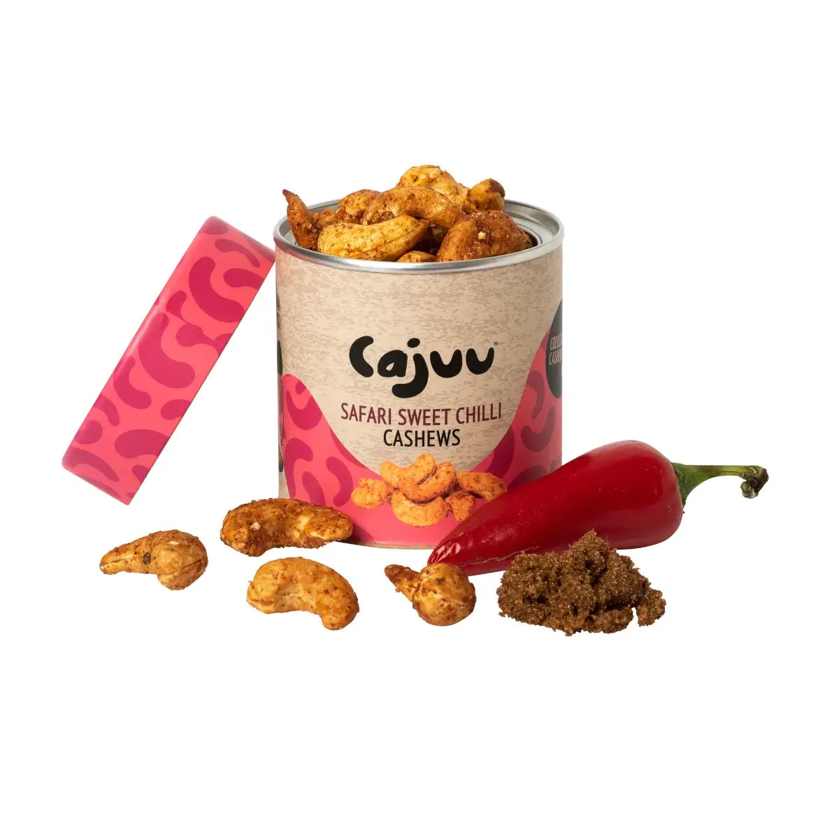 Cajuu Safari Sweet Chilli Cashew Tube 100g - Case of 6 Open