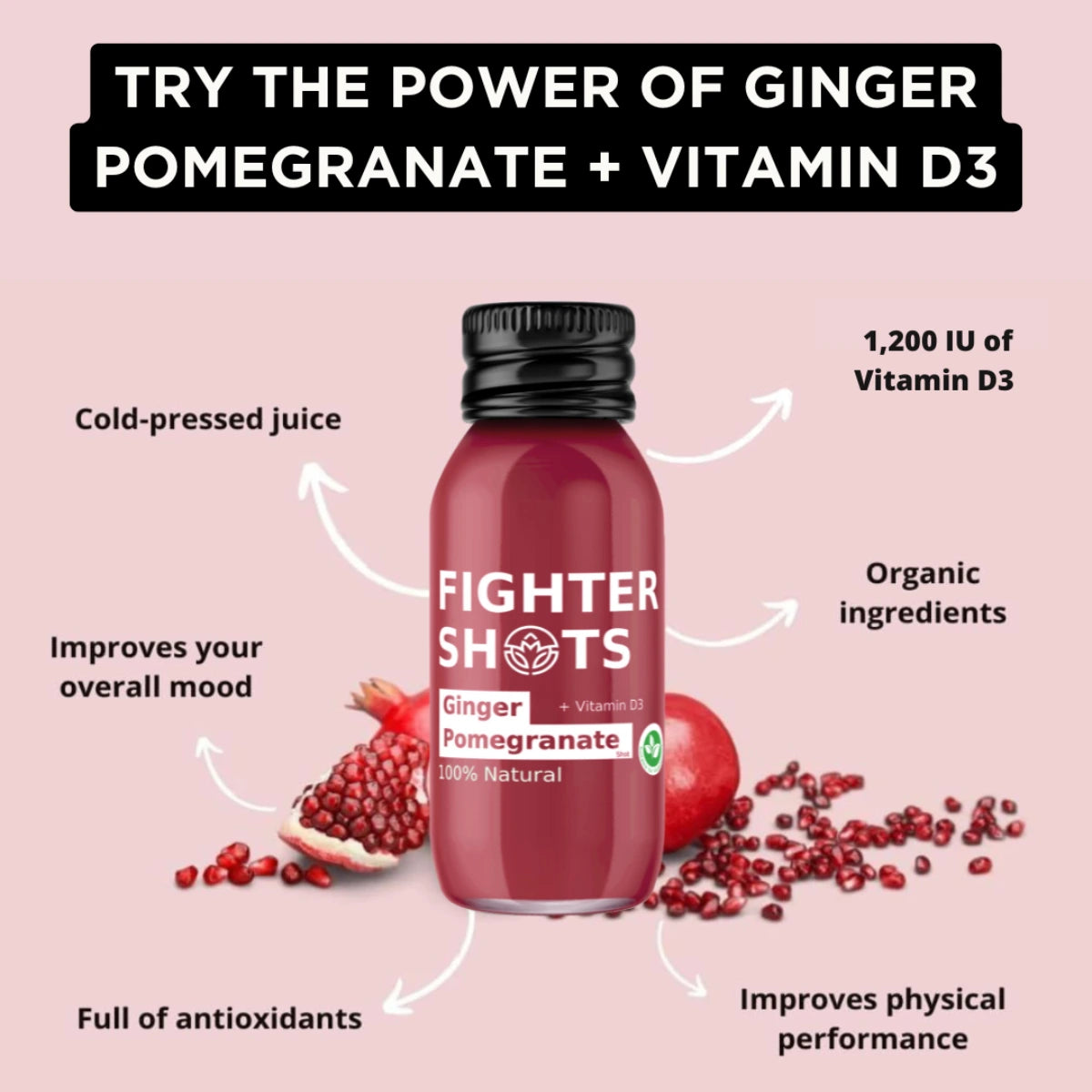 Fighter shots - ginger and pomegranate -  Case of 12_2