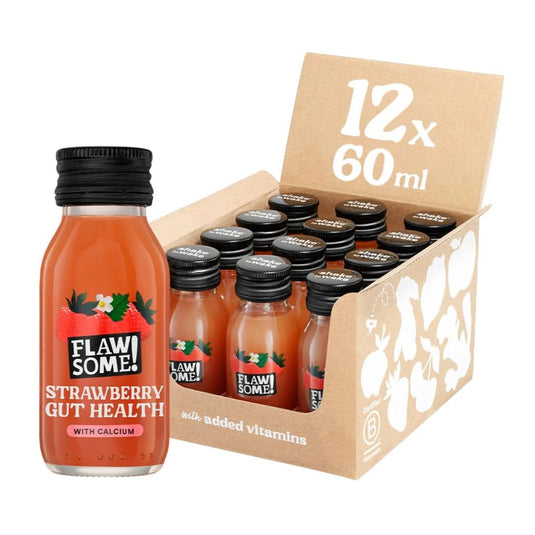 Wholesale Flawsome! Drinks Strawberry and Apple Gut Health Prebiotic Shot 12 x 60ml