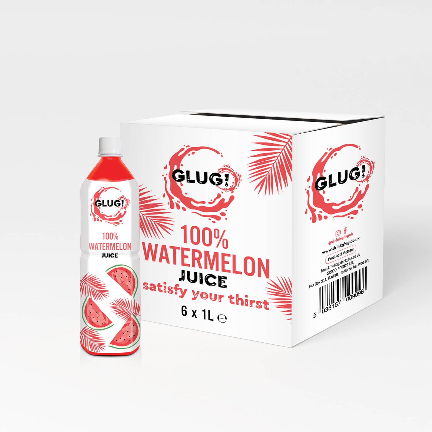 Glug! 100% Watermelon Juice 6 x 1L