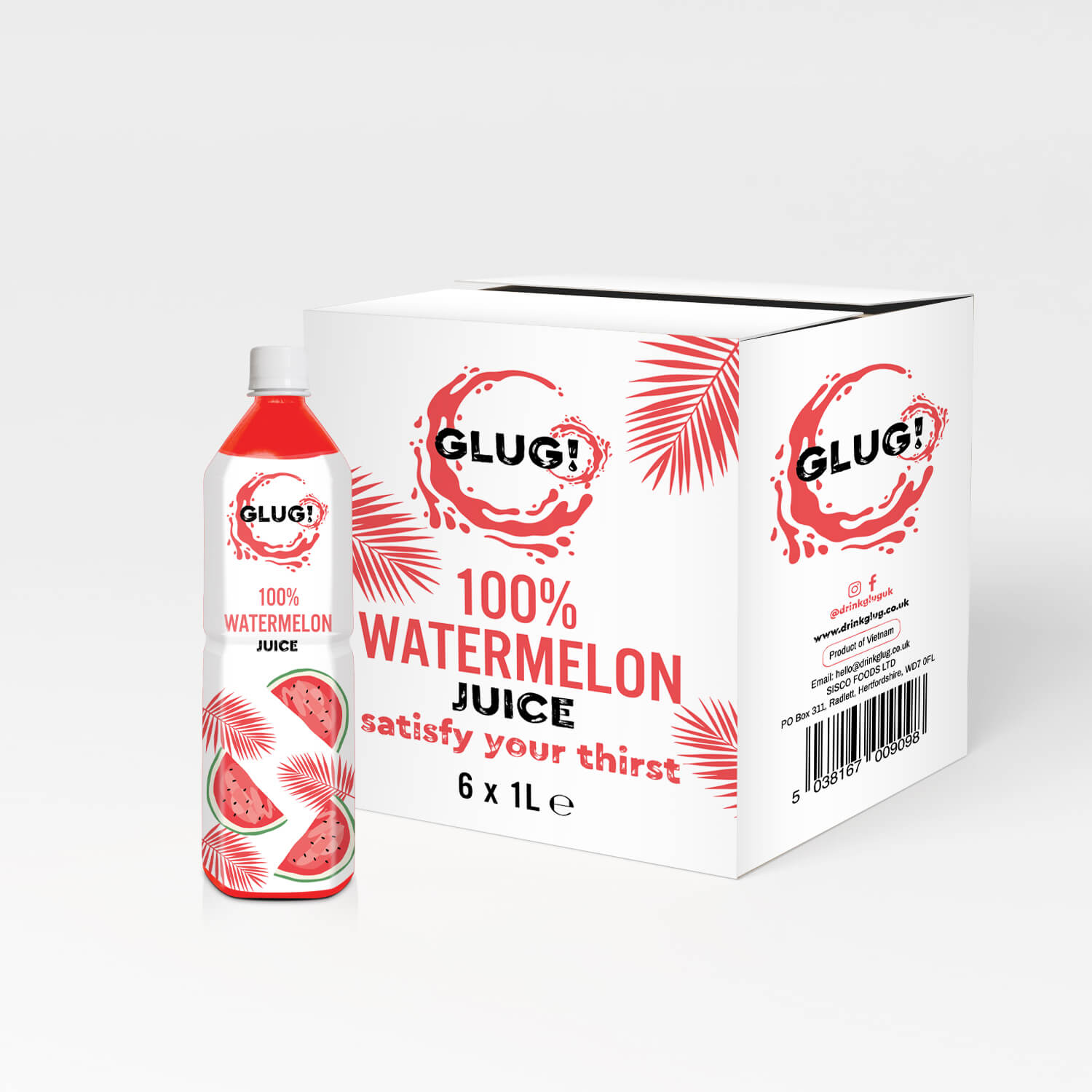 Glug! 100% Watermelon Juice 6 x 1L