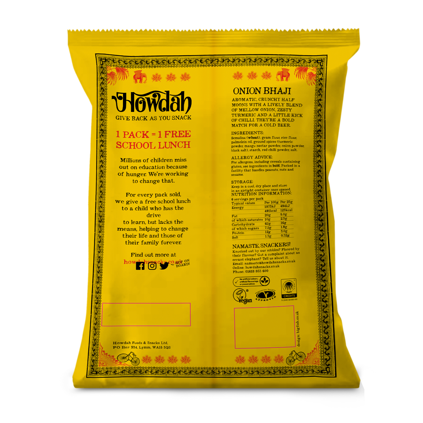 Howdah Snacks - Onion Bhaji Snacks 6 x 150g