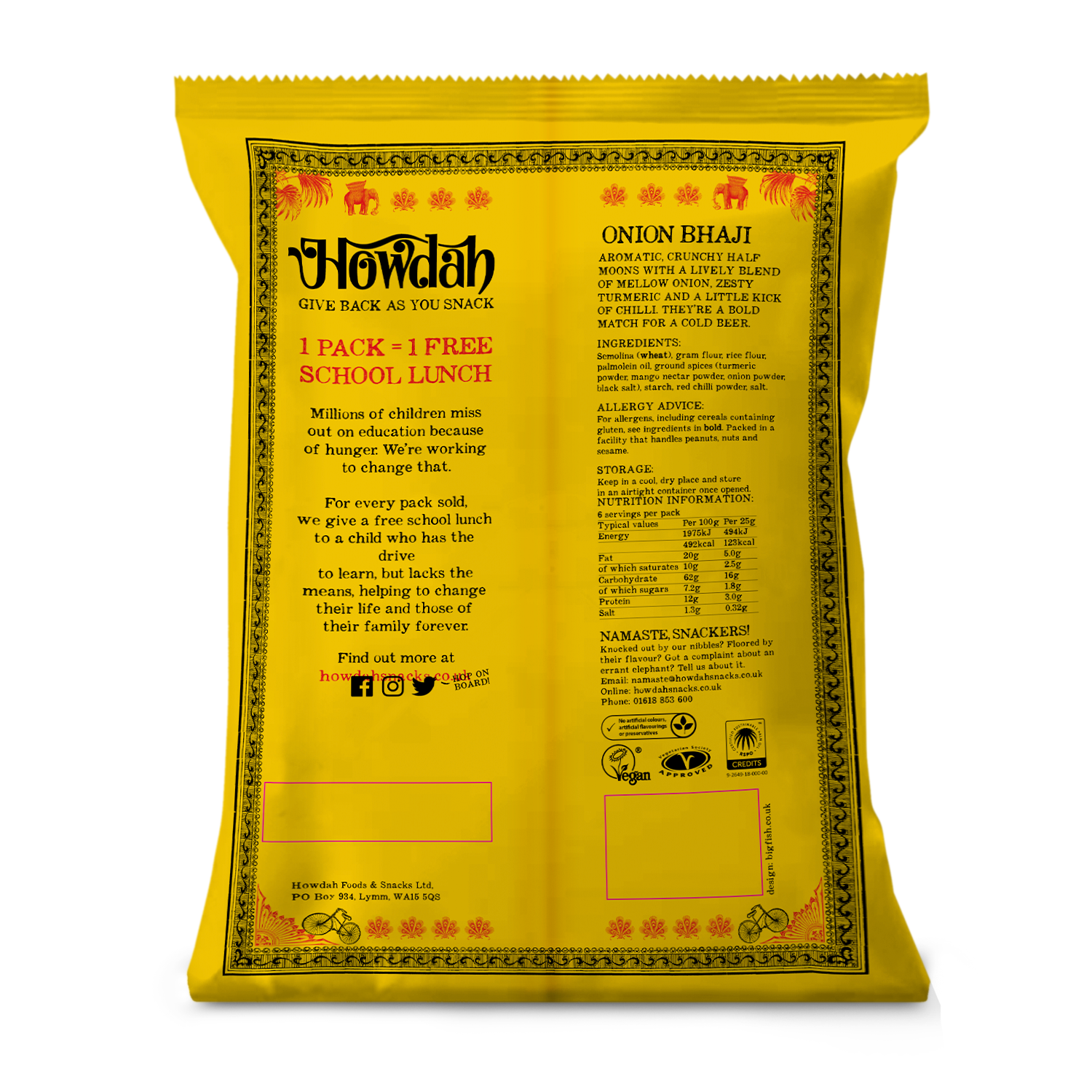 Howdah Snacks - Onion Bhaji Snacks 6 x 150g