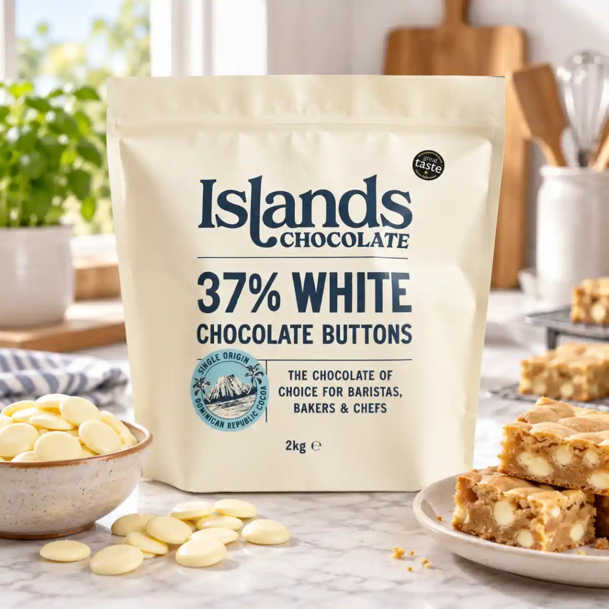Islands Chocolate - 37% White Chocolate Buttons 2kg Bag