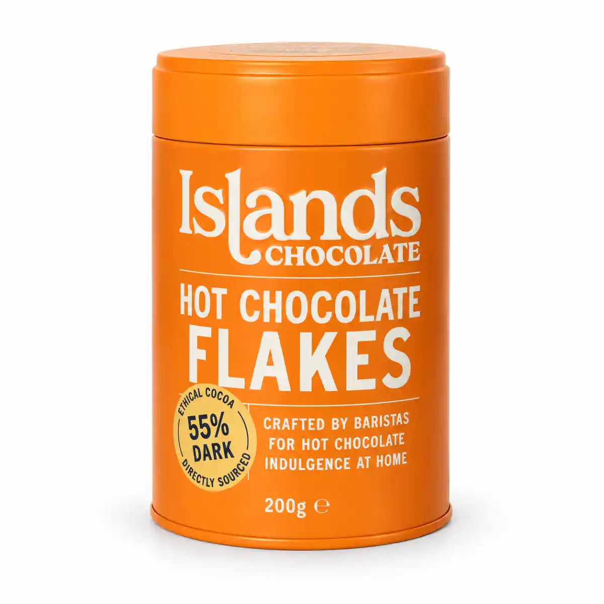 Islands Chocolate - 55% Dark Chocolate Flakes 200g Tin - Case of 6