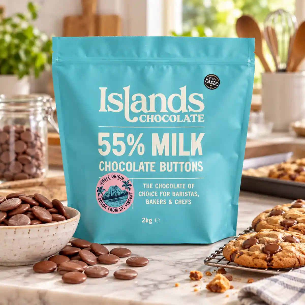 Islands Chocolate - 55% Milk Chocolate Buttons 2kg Bag