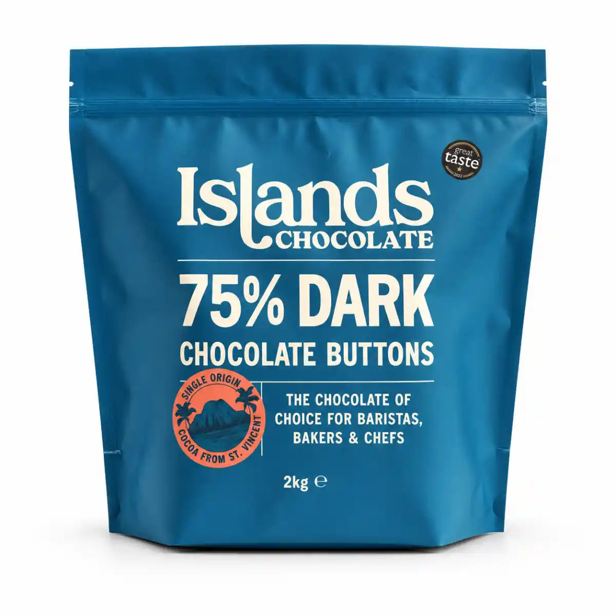 Islands Chocolate - 75% Dark Chocolate Buttons 2kg Bag