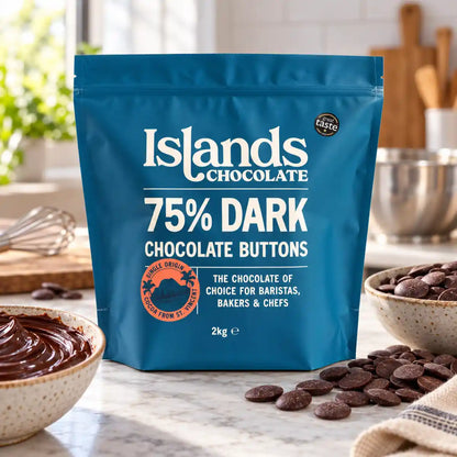 Islands Chocolate - 75% Dark Chocolate Buttons 2kg Bag