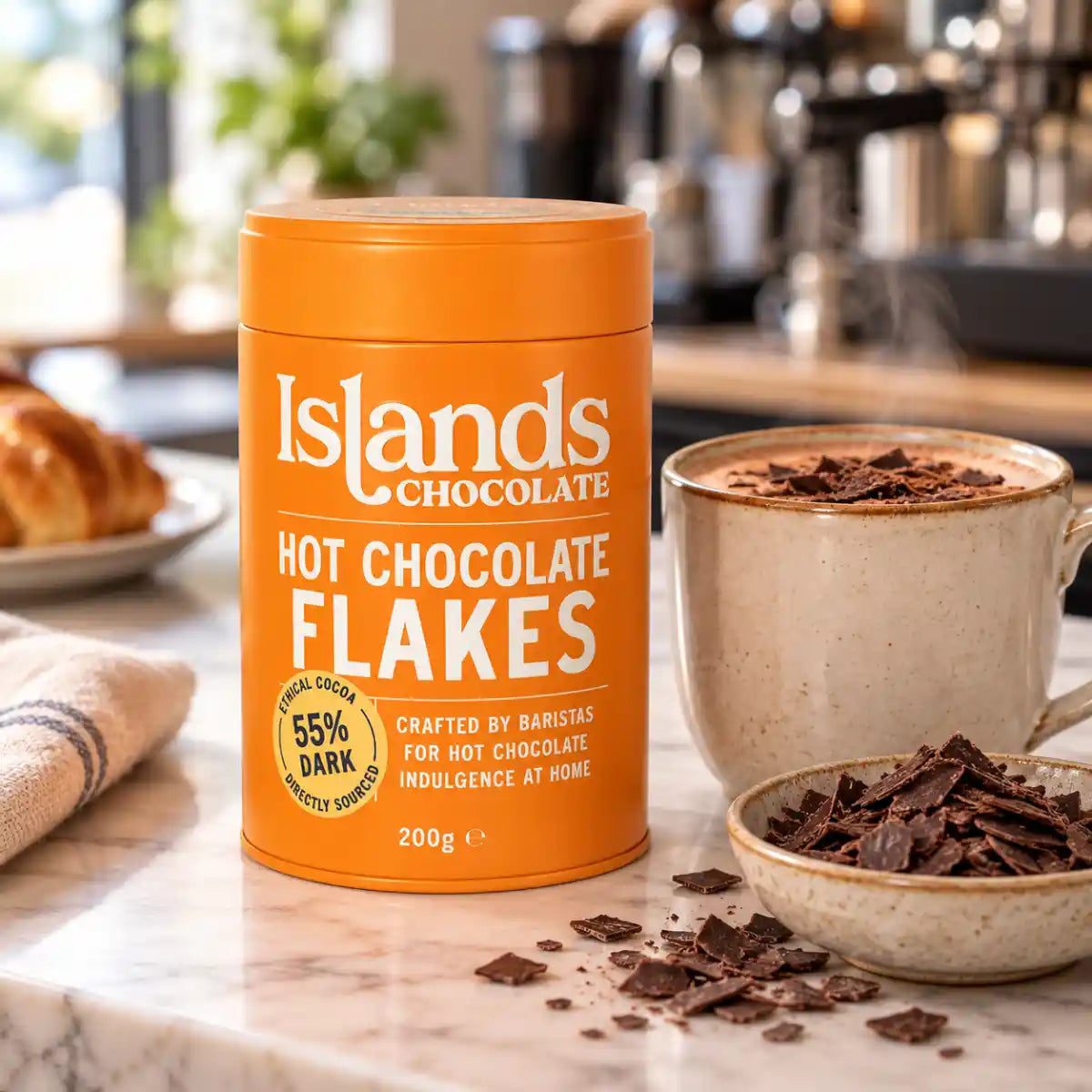 Islands Chocolate - 55% Dark Chocolate Flakes 200g Tin - Case of 6