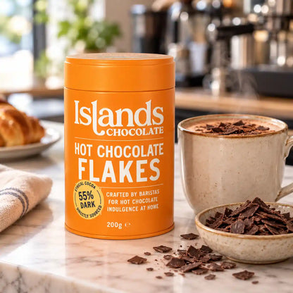 Islands Chocolate - 55% Dark Chocolate Flakes 200g Tin - Case of 6