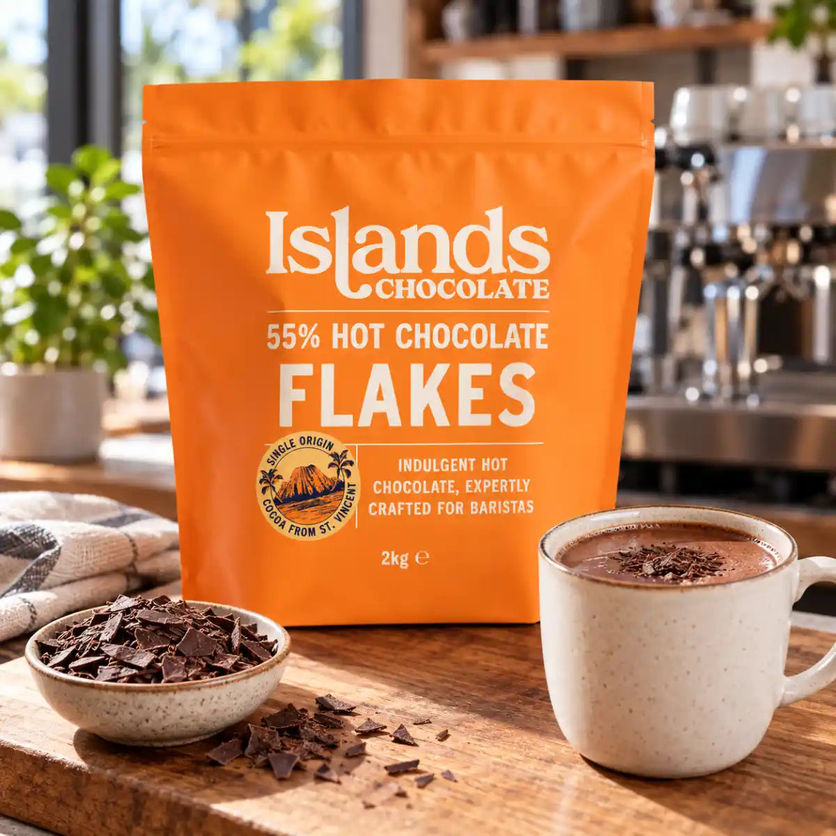 Islands Chocolate - 55% Dark Hot Chocolate Flakes 2kg Bag
