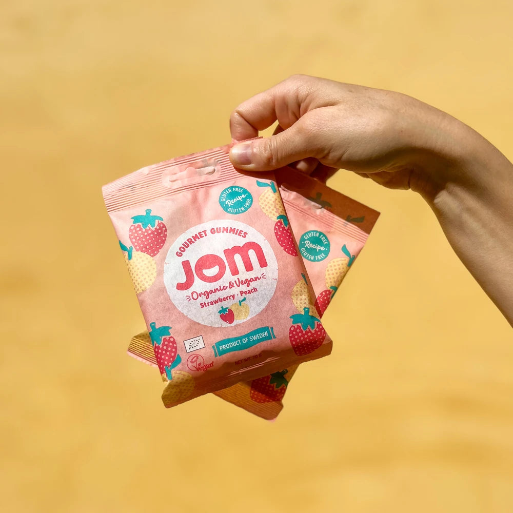 JOM - Organic and Vegan Strawberry & Peach Gummies 16 x 70g