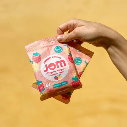 JOM - Organic and Vegan Strawberry & Peach Gummies 16 x 70g