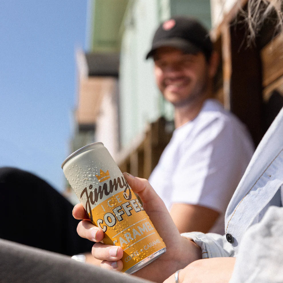 Jimmy's Iced Coffee - Caramel SlimCan 12 x 250ml Lifestyle
