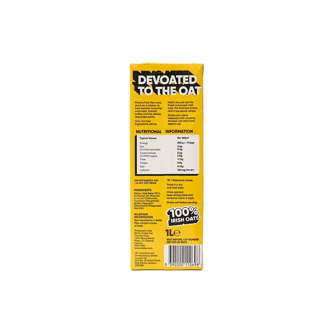 Oatier Barista Oat Milk 1L Back