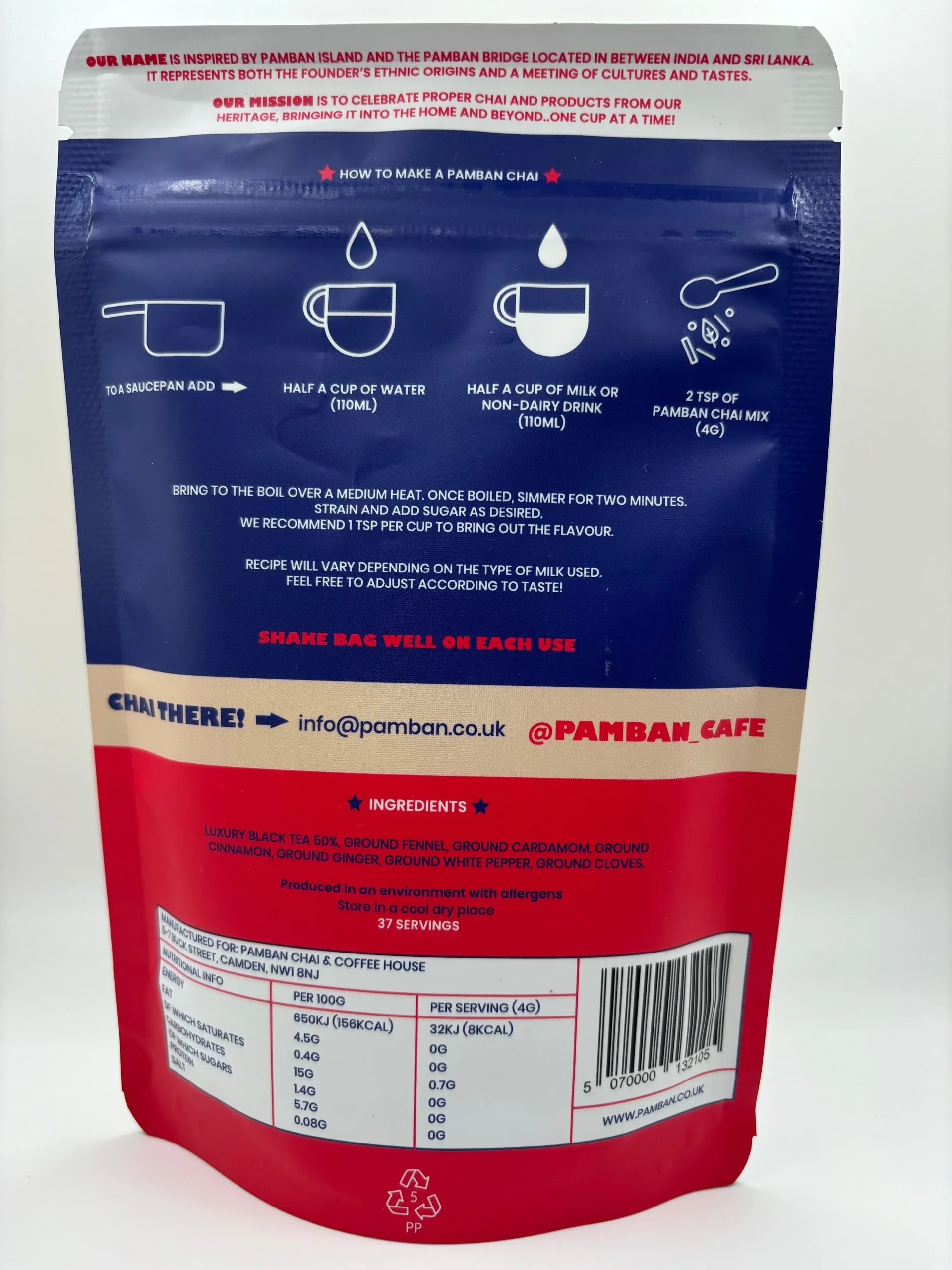 Pamban - Original Chai (Brew & Strain) 12 x 150g Back