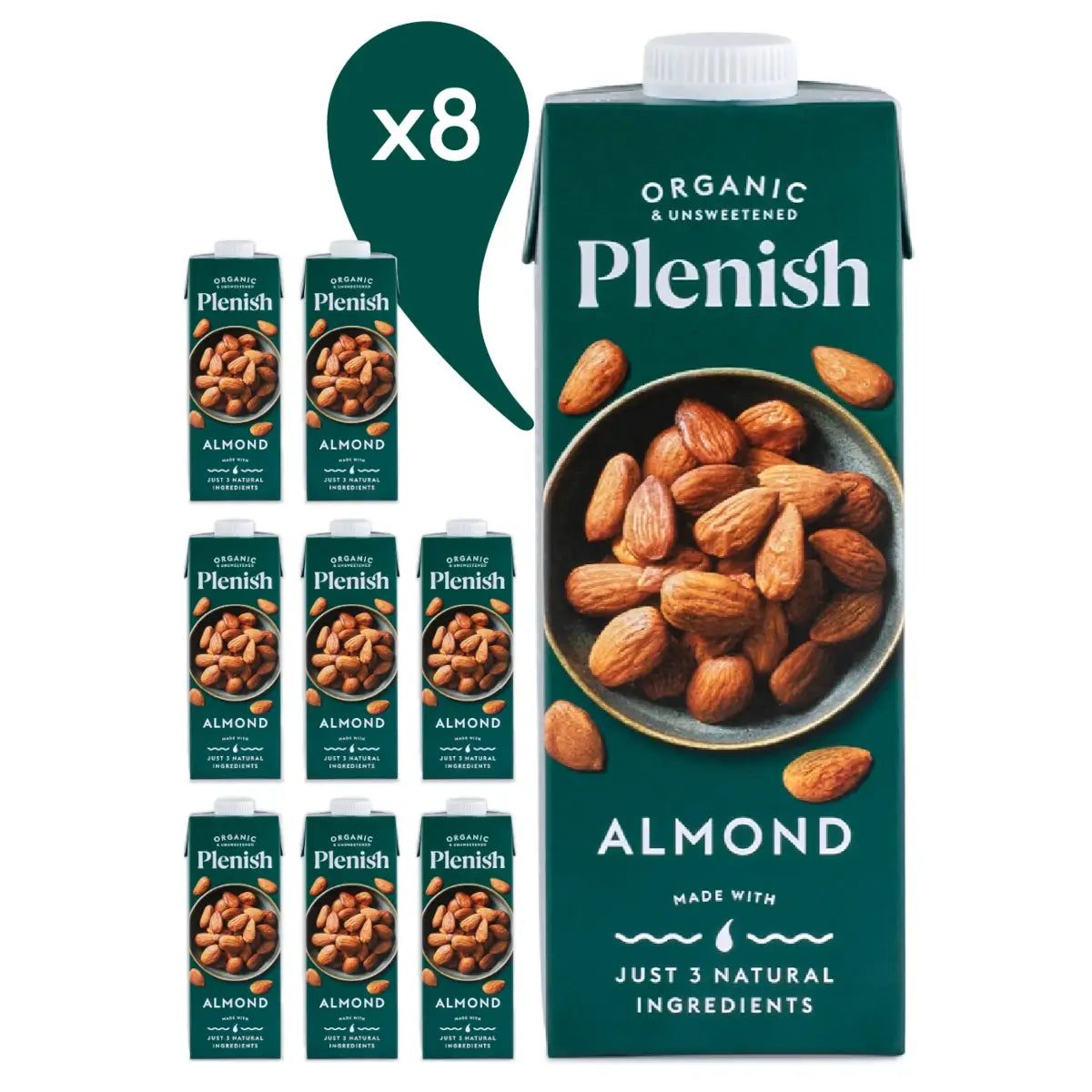 Plenish - Organic Almond Milk 8 x 1L