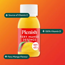 Plenish Fiery Mango Defence supplement bottle on an orange background