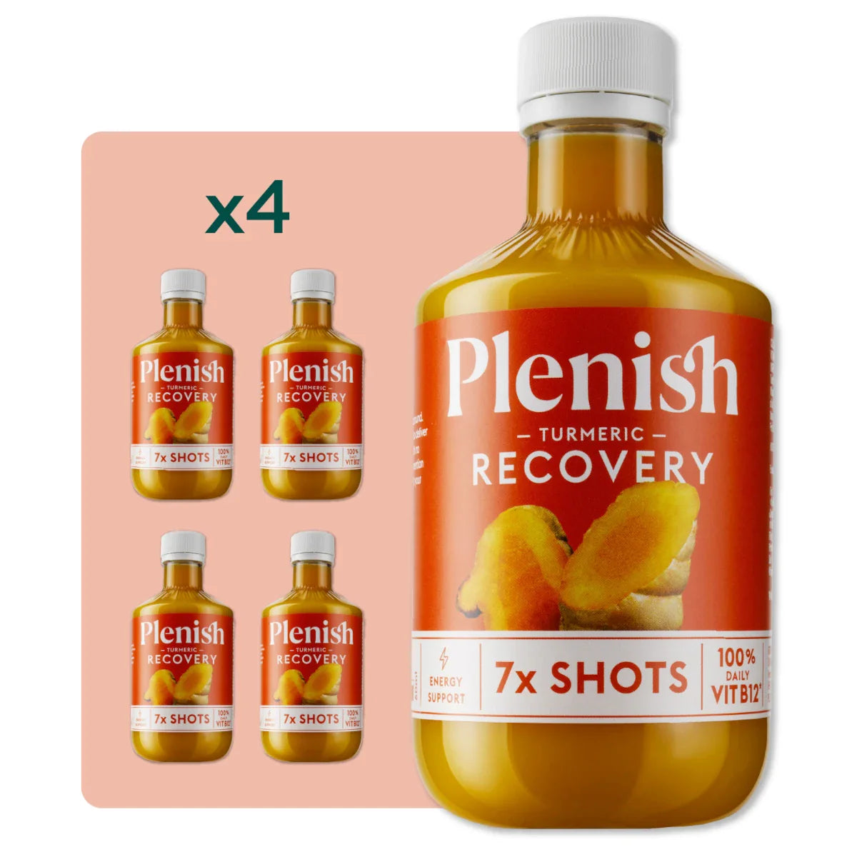 Plenish Turmeric Recovery Shots Pack 4 x 420ml Dosing Bottles
