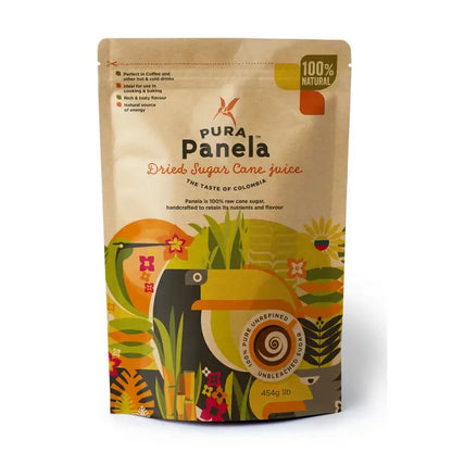 Pura Panela 100% Raw Sugar Cane 454g Front of bag