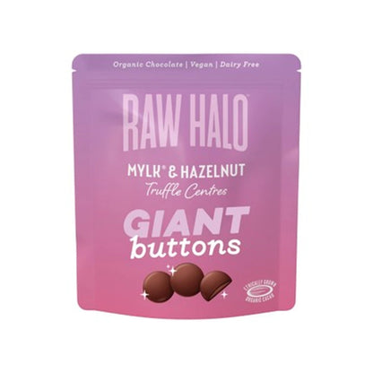 Raw Halo Mylk & Hazelnut Giant Chocolate Buttons 90g - Case of 8