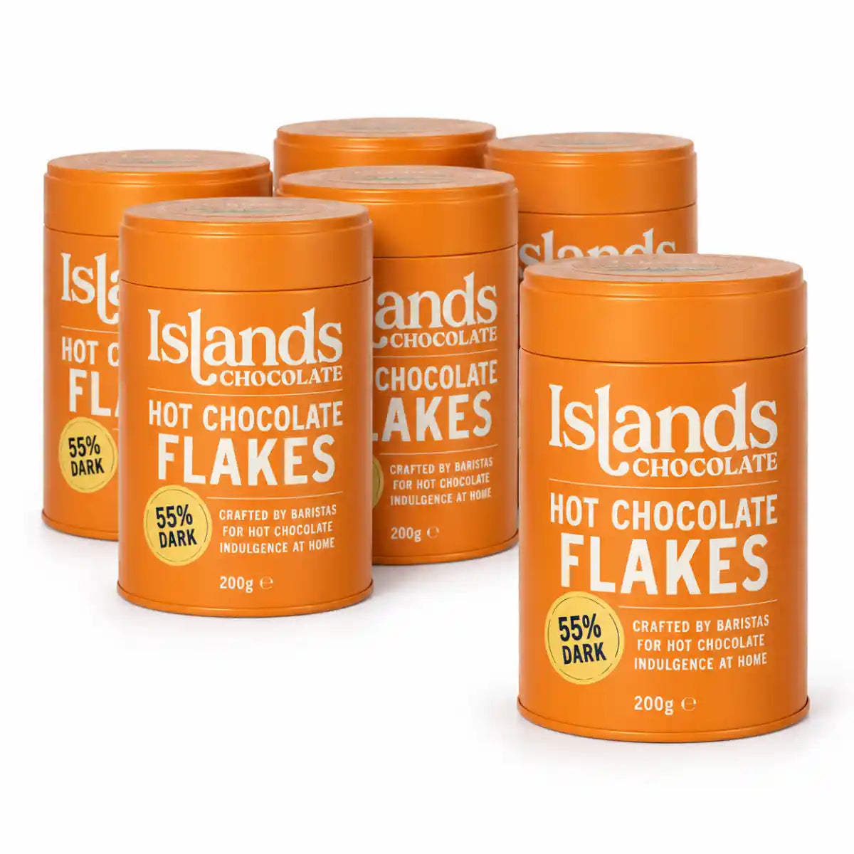 Islands Chocolate - 55% Dark Chocolate Flakes 200g Tin - Case of 6