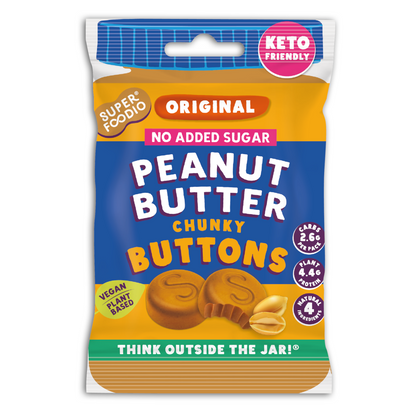 Superfoodio - Original No Added Sugar Peanut Butter Chunky Buttons Keto 15 x 20g
