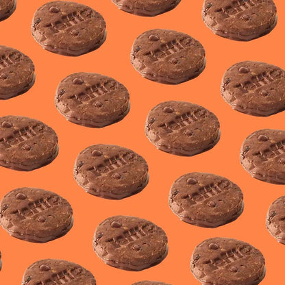 Teffie - Chocolate Orange Superblend Bites 12 x 36g on an orange background