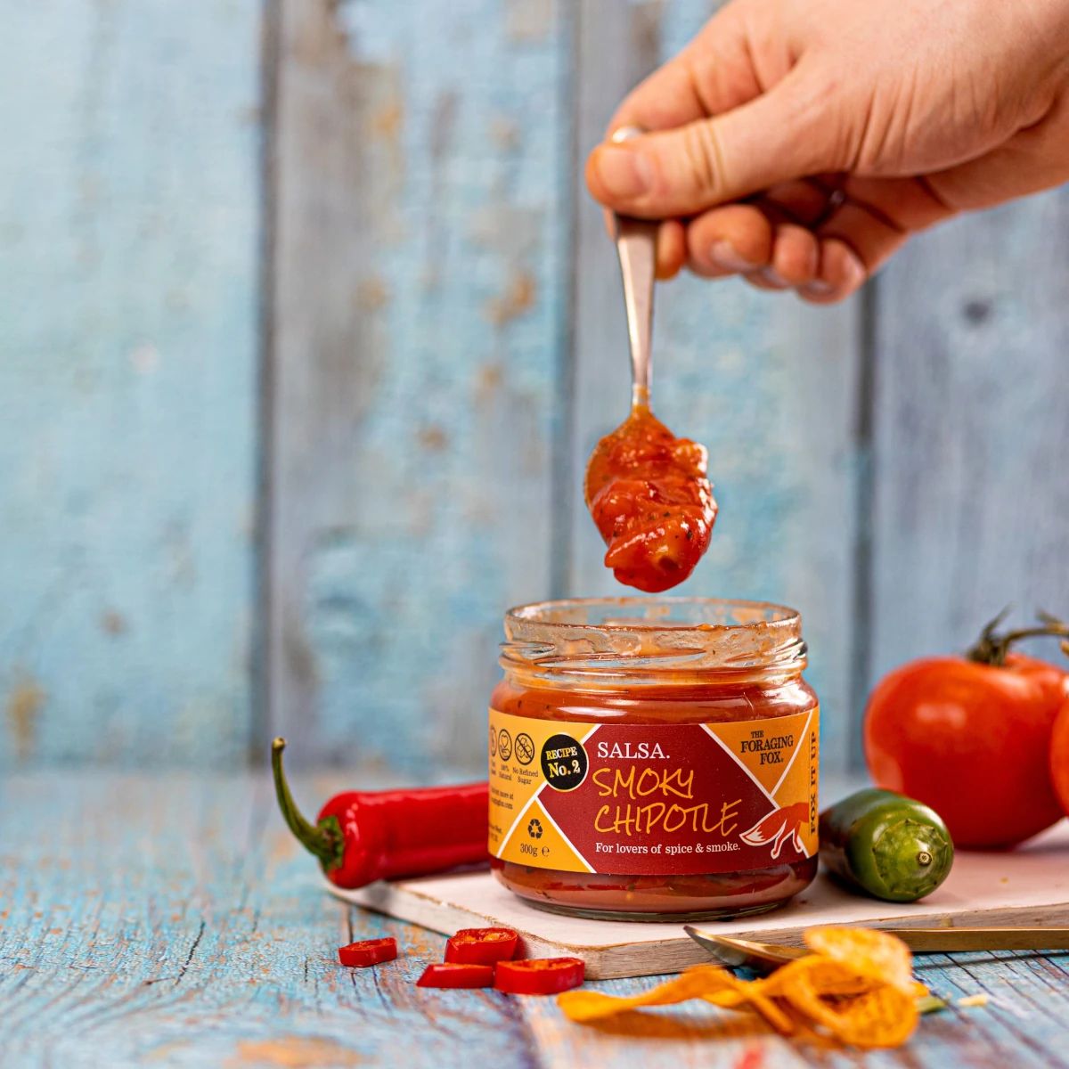 The Foraging Fox - Smoky Chipotle Salsa 6 x 300g Lifestyle