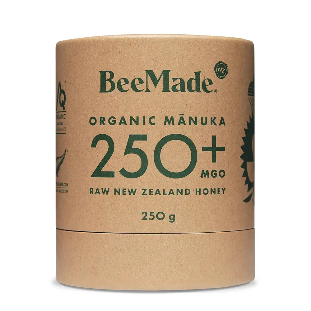 BeeMade - Organic Mànuka Honey MGO 250+ 250g cardboard tube packaging