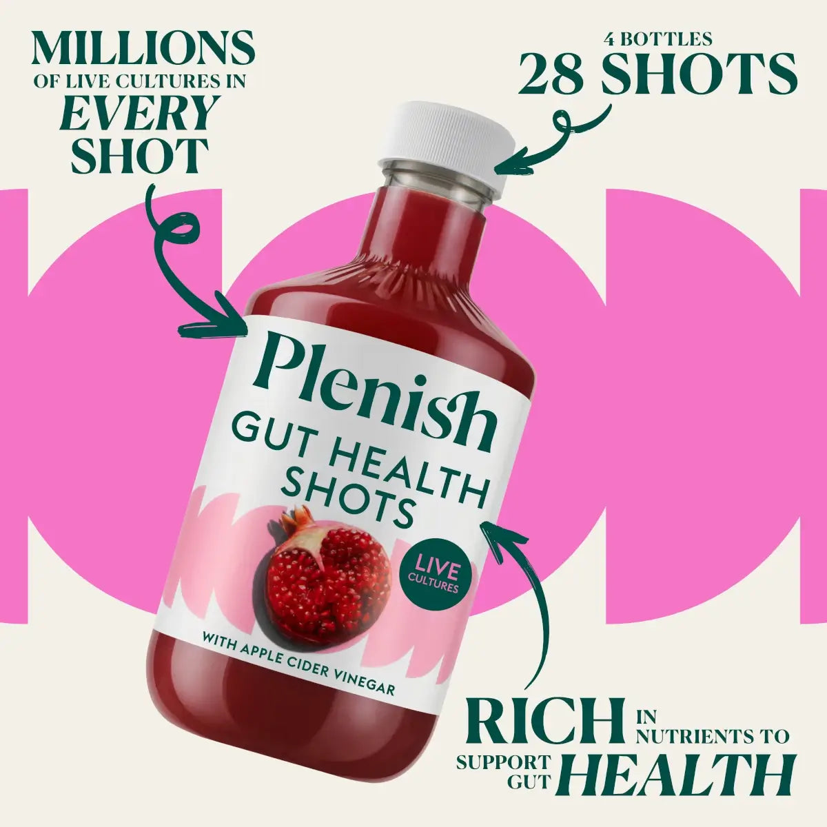 Plenish Berry Gut Heath Shots 420ml Dosing Bottles