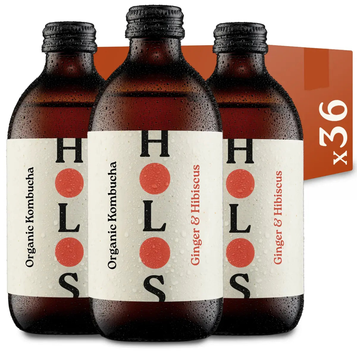Holos Ginger & Hibiscus Organic Kombucha 330ml - Case of 36
