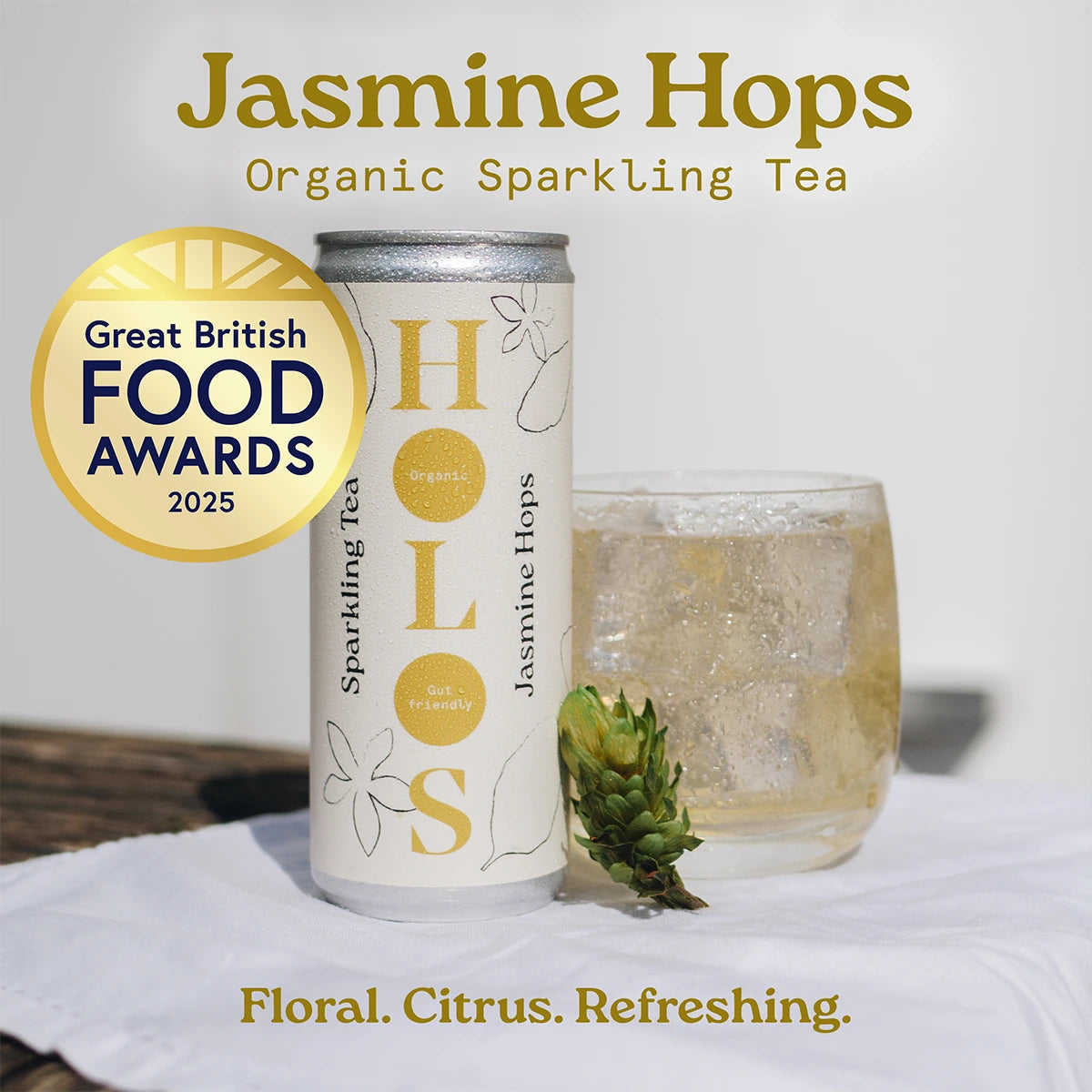 Holos Jasmine Hops Organic Sparkling Tea 250ml - Case of 12
