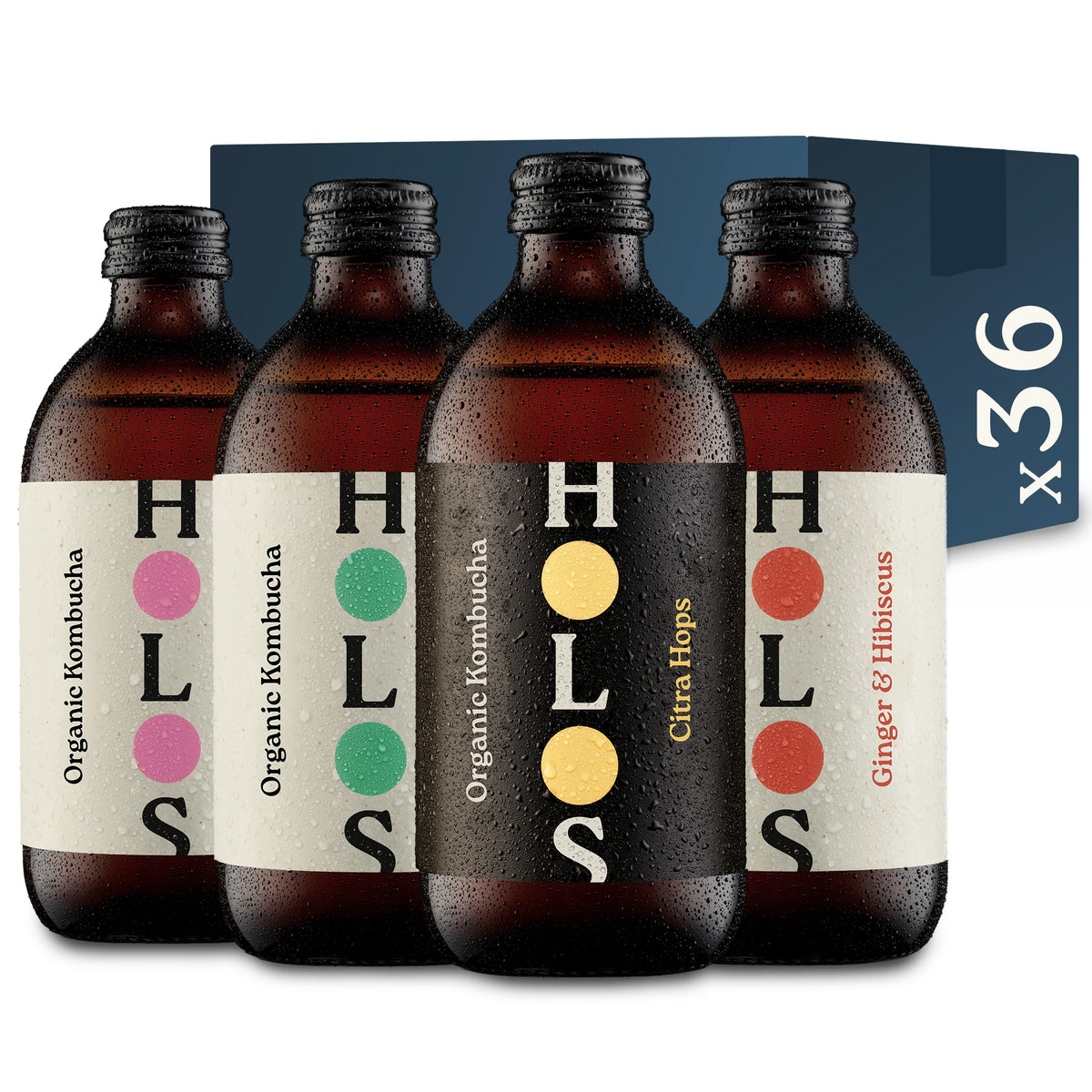Holos Organic Kombucha 330ml Mixed Pack of 36