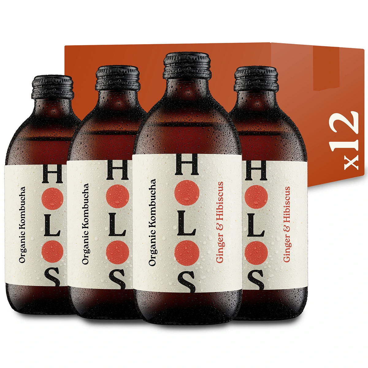 Holos Ginger & Hibiscus Organic Kombucha 330ml - Case of 12